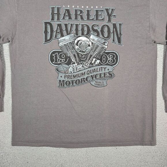 Harley Davidson Shirt Mens‎ XL Gray Skull Military Graphic Tee Biker Motorcycle - Picture 3 of 13